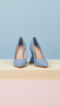 Powder Blue Sculpted Leather Heel